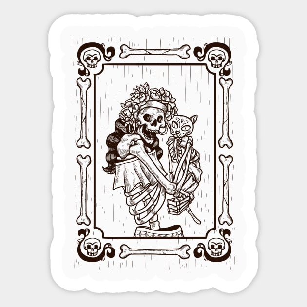 Dia De Los Muertos Cat Lady Sticker by MCAL Tees